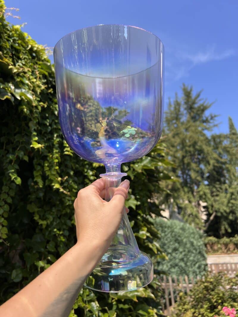 Křišťálový alchymický zpívající kalich - průměr 17 cm, 432 Hz, 7. čakra