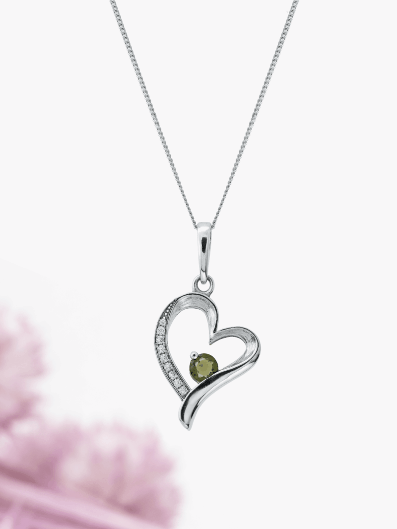Vltavín se Zirkony přívěsek srdce