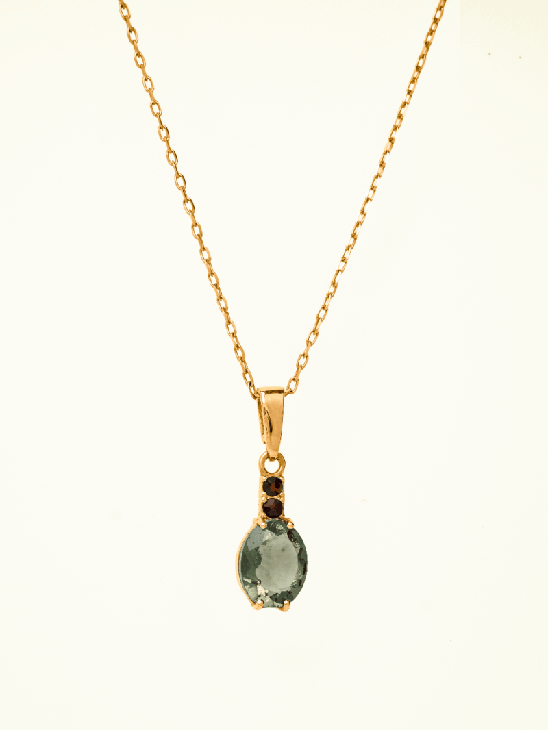 Vltavín přívěsek se zlatem a Granáty, 1,3 g