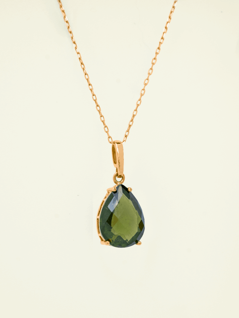 Vltavín přívěsek se zlatem, 2,44g