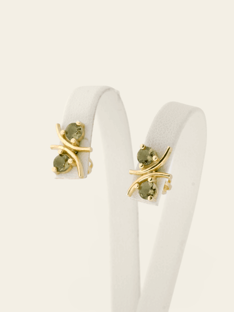 Vltavín náušnice se zlatem, 2,55g