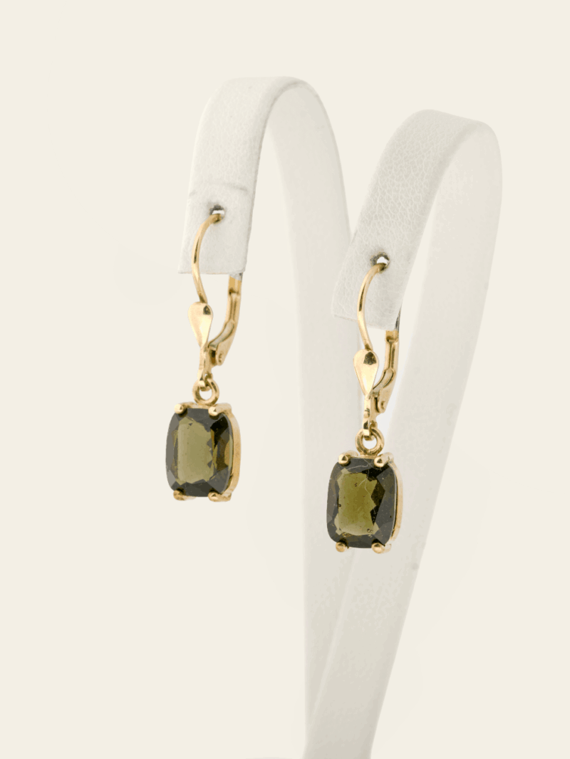 Vltavín náušnice se zlatem, 3,49g