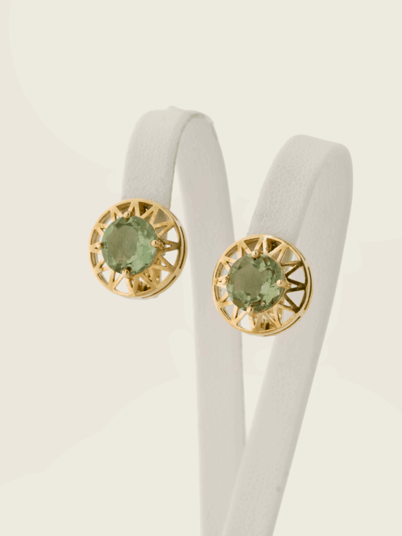 Vltavín náušnice se zlatem, 4,8g