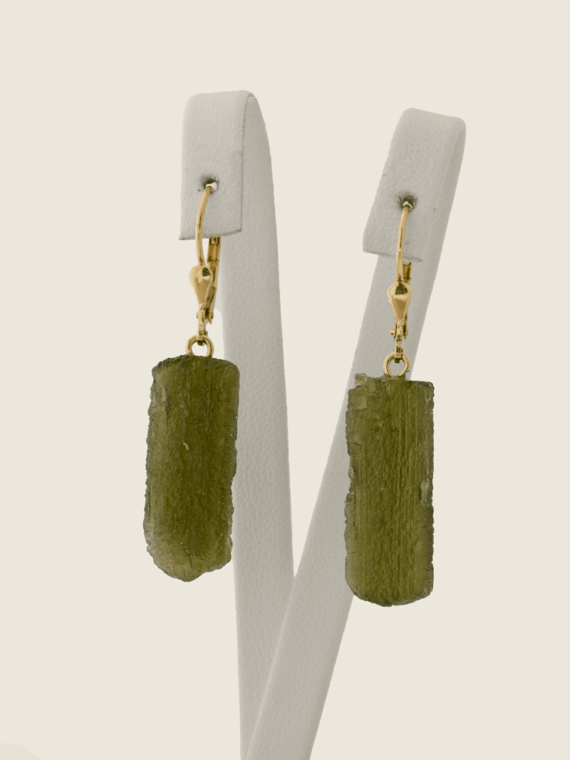 Vltavín náušnice se zlatem, 6,11g