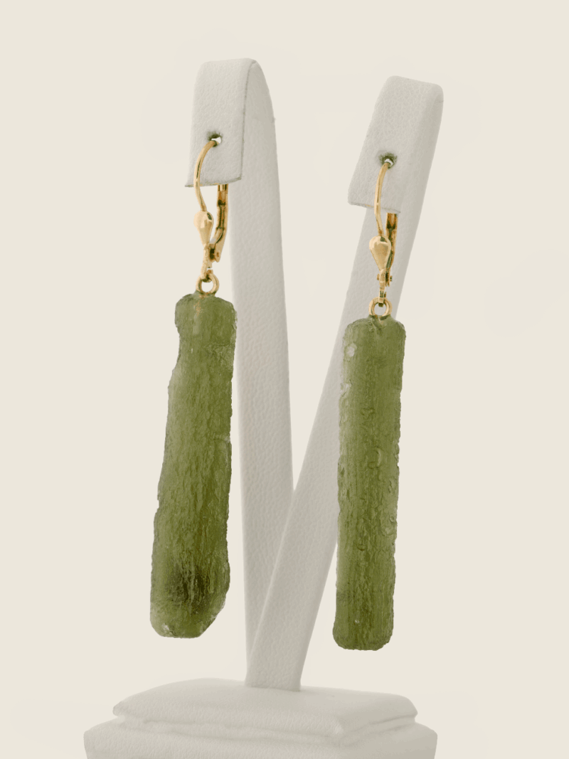 Vltavín náušnice se zlatem, 8,91 g